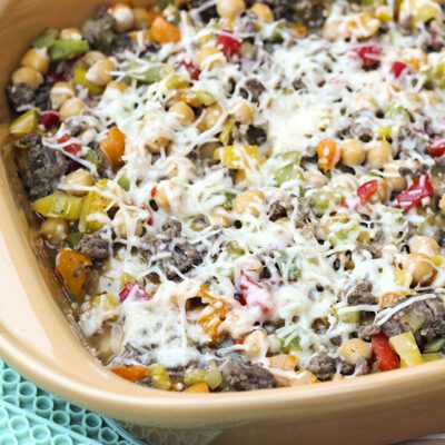 Italian beef peppers in large baking dish