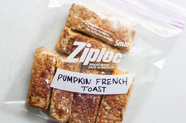 french toast sticks in a freezer bag
