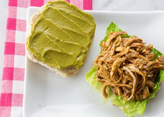 image of open faced bbq chicken sandwich