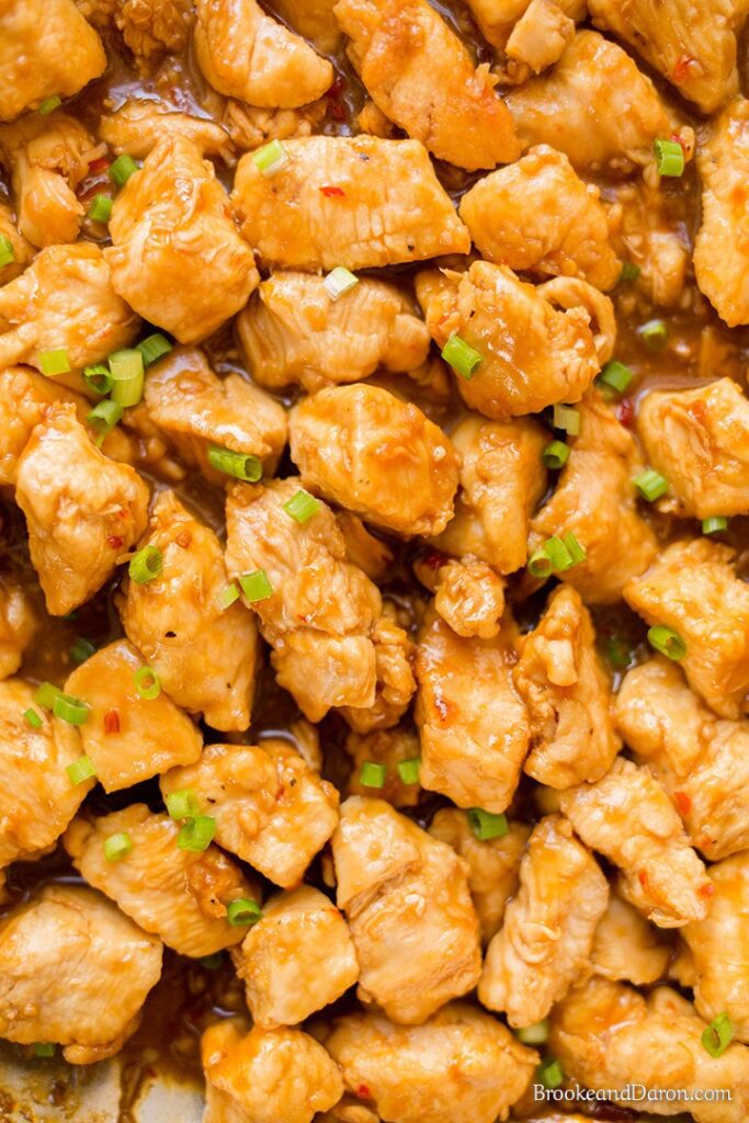 Orange chicken in skillet