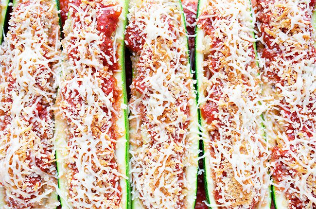 zucchini with sauce and cheese