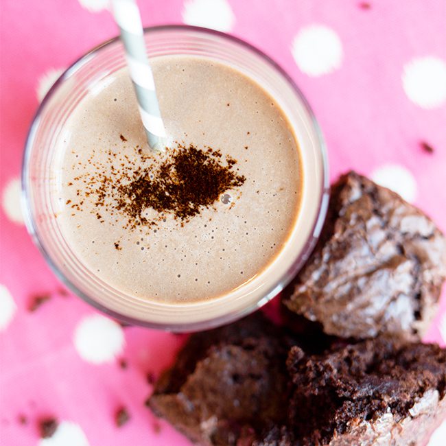 overhead picture of Brownie Batter Chocolate Smoothie Recipe