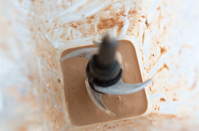 smoothie ingredients in the blender