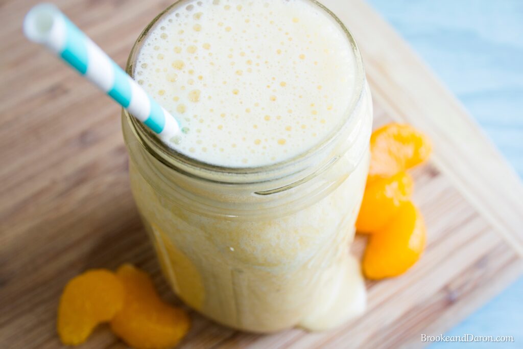 Overhead of orange smoothie