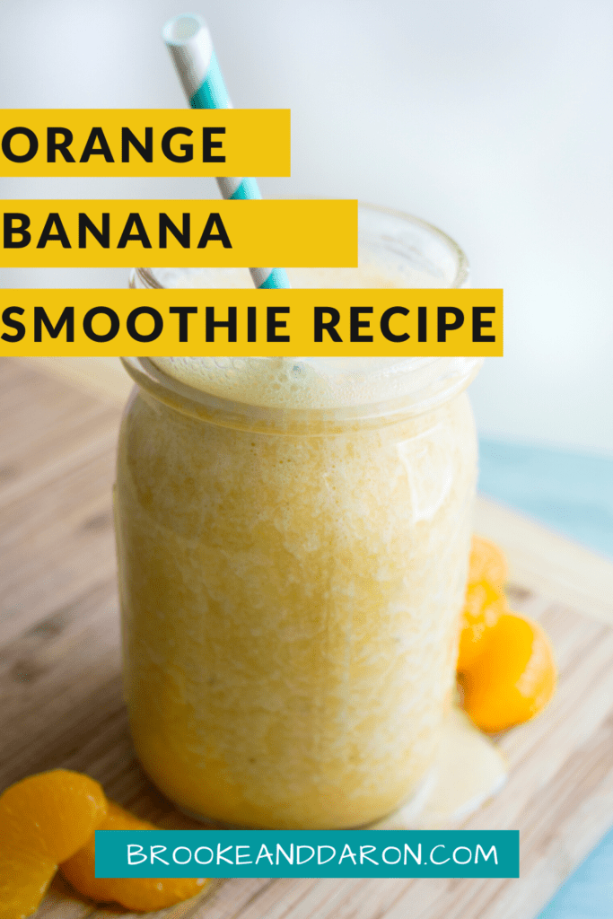 Mason jar of smoothie on cutting board