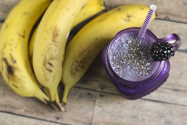 blackberry smoothie overhead shot