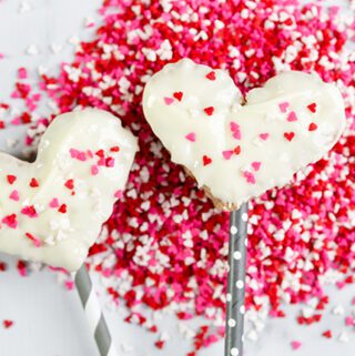 chocolate rice crispy treats hearts with sprinkles
