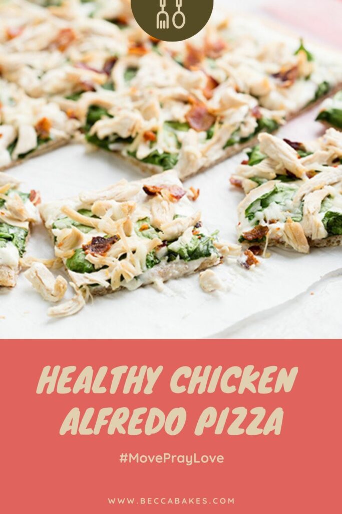 Chicken Alfredo Pizza slices on plate