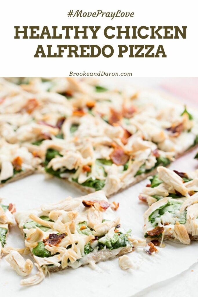 Chicken Alfredo Pizza slices on plate