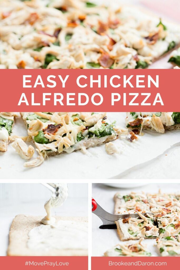 Chicken Alfredo Pizza slices on plate