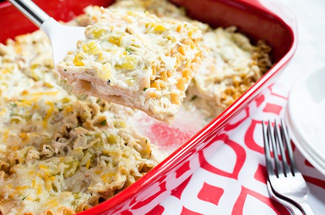 Green Chile Chicken Lasagna Casserole
