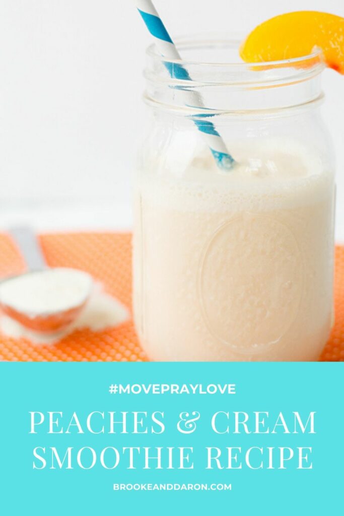 Peach smoothie in mason jar