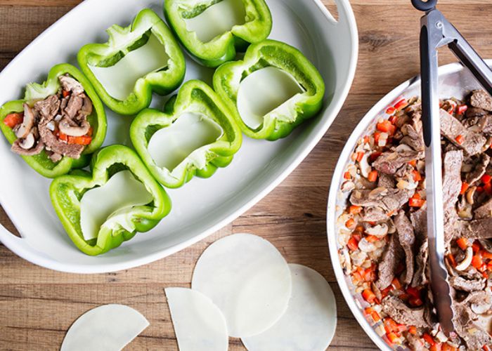 flank steak for cheesesteak stuffed peppers