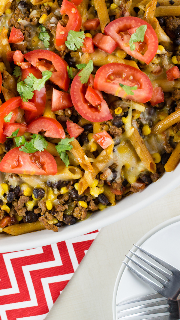 close up of tex mex casserole