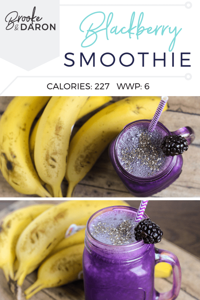 Collage picture of making blackberry smoothie recipe