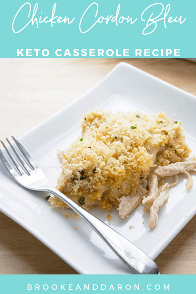 Keto Chicken cordon bleu casserole in baking dish