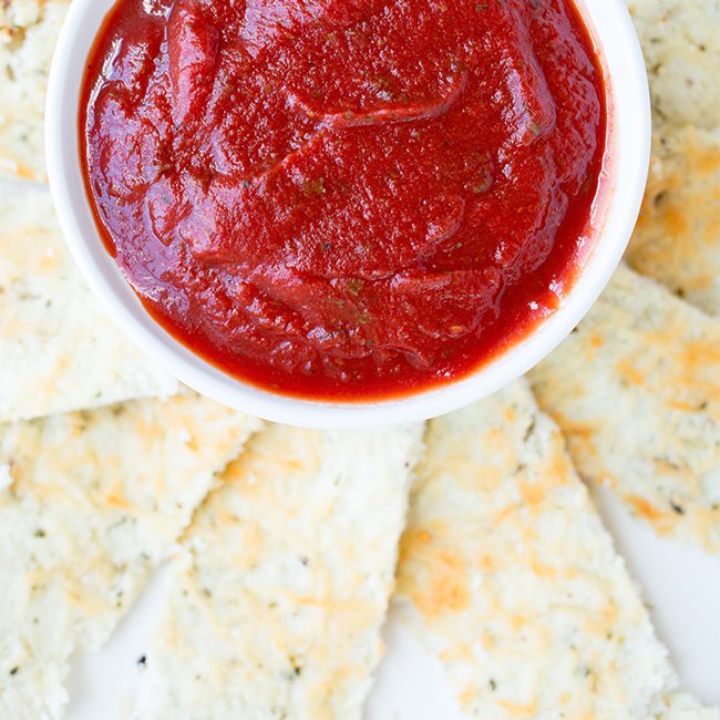 Keto Cauliflower 'Breadsticks' with Marinara Sauce