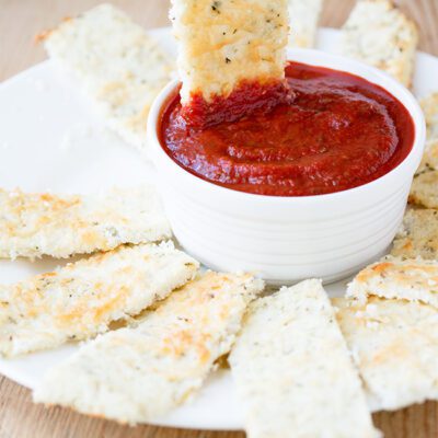 Keto Cauliflower 'Breadsticks' with Marinara Sauce
