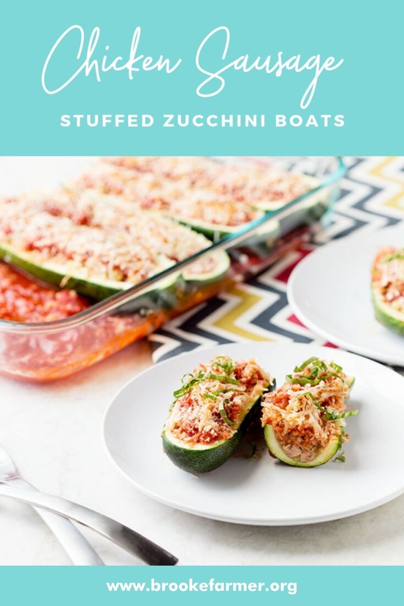 Chicken Sausage Stuffed Zucchini Boats