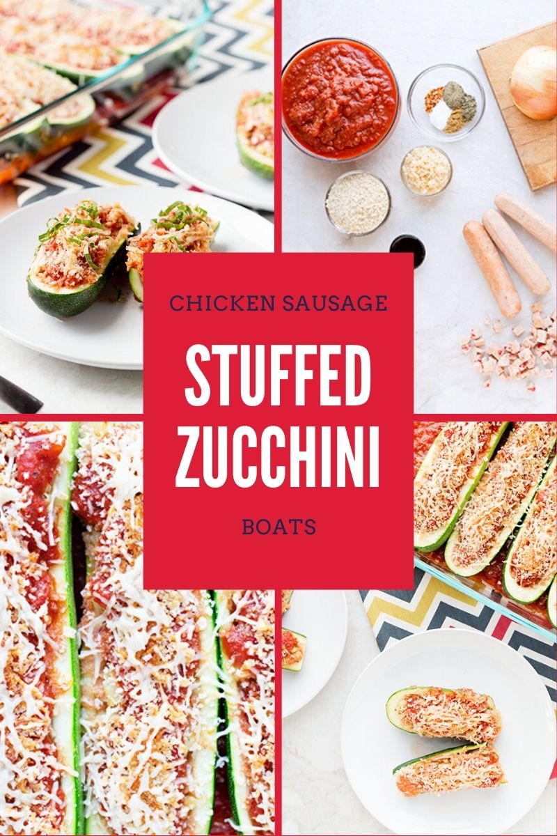 Chicken Sausage Stuffed Zucchini Boats