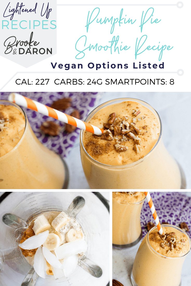 A collage image of a pumpkin smoothie recipe process