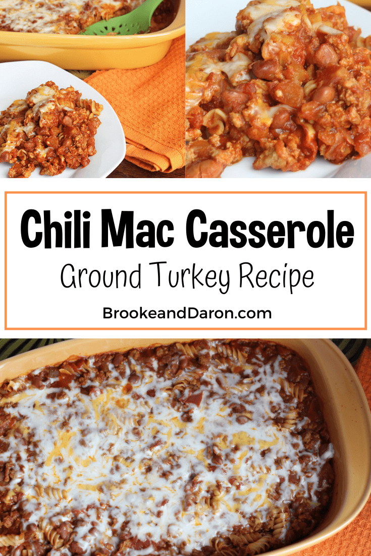 Collage picture of chili mac casserole recipe