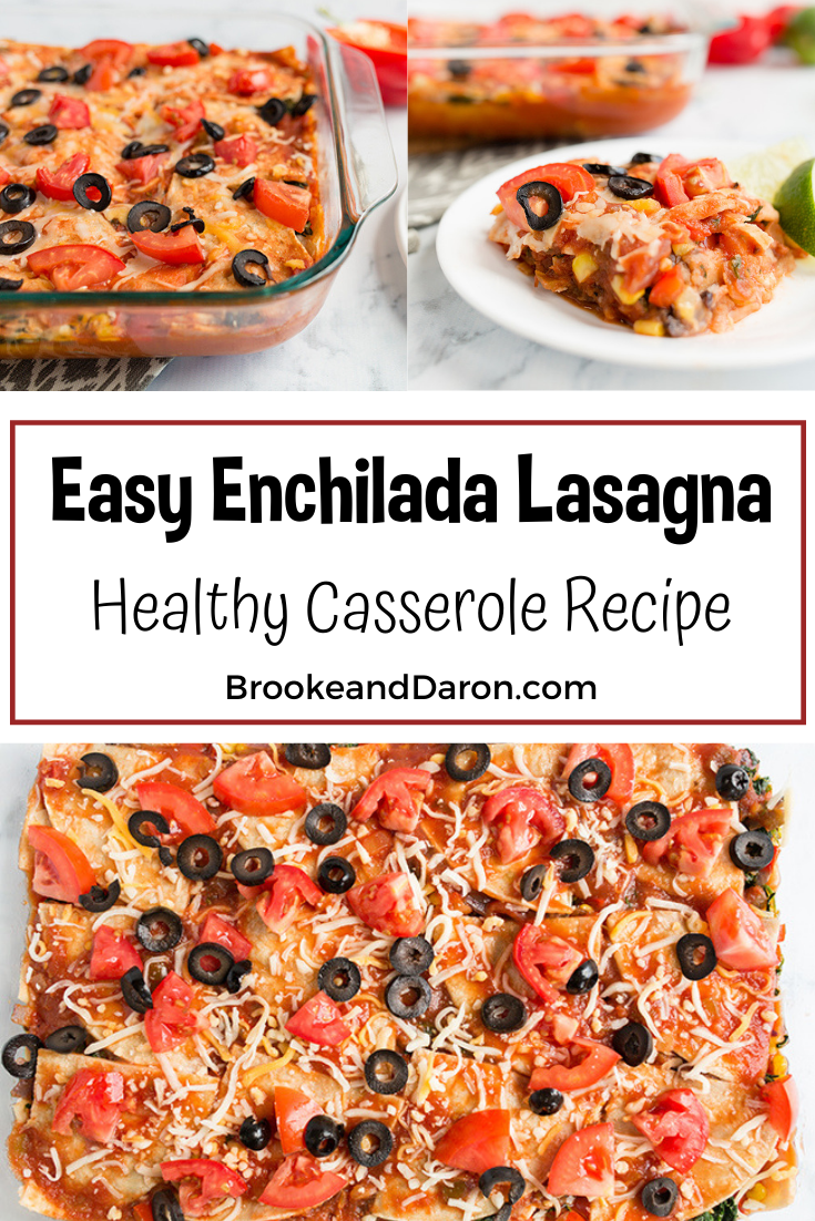 Collage picture of easy enchiladas casserole