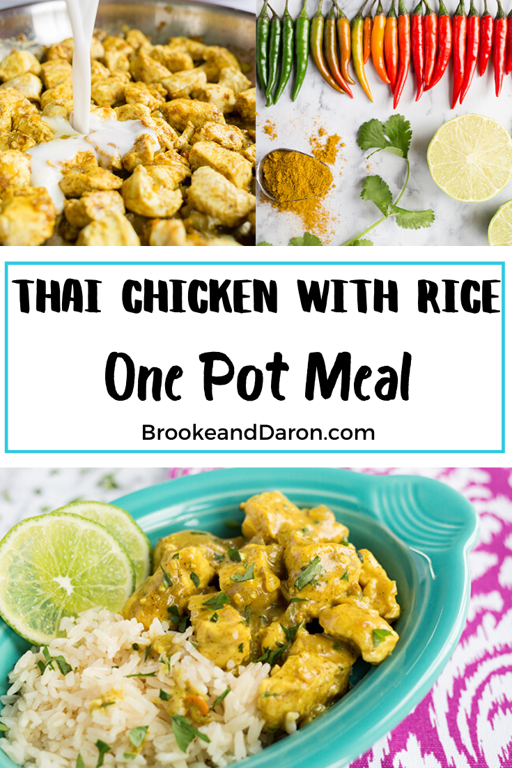 Collage picture of thai chicken curry being made