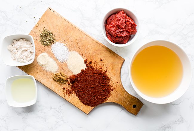 Ingredients for homemade enchilada sauce recipe