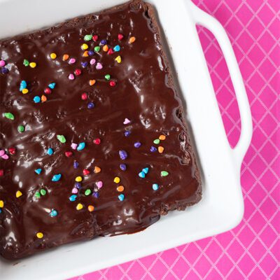 Overhead picture of a pan of cosmic brownies