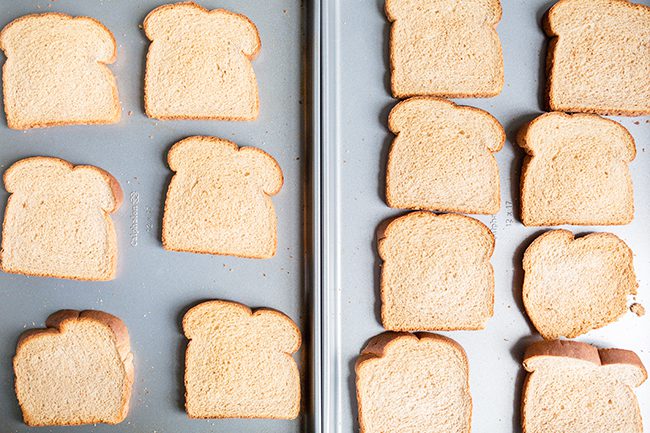 Baking sheet with whole wheat toast