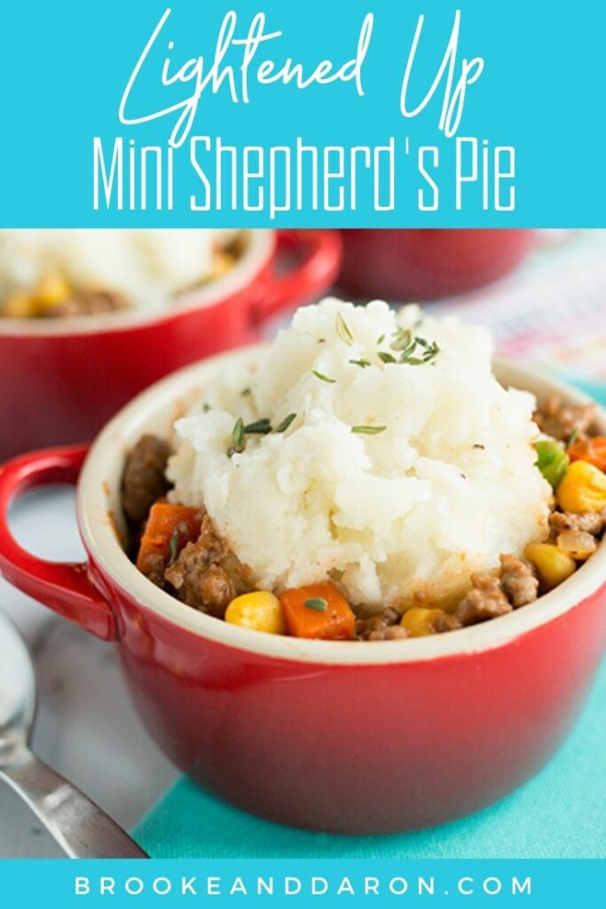 A small red mug filled with the best shepherds pie recipe