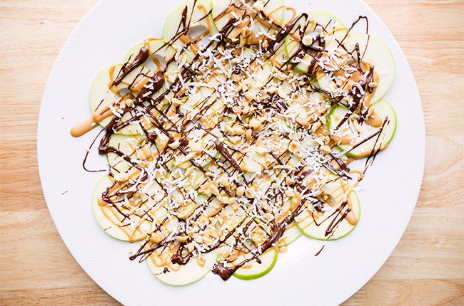 Plate of apple nachos