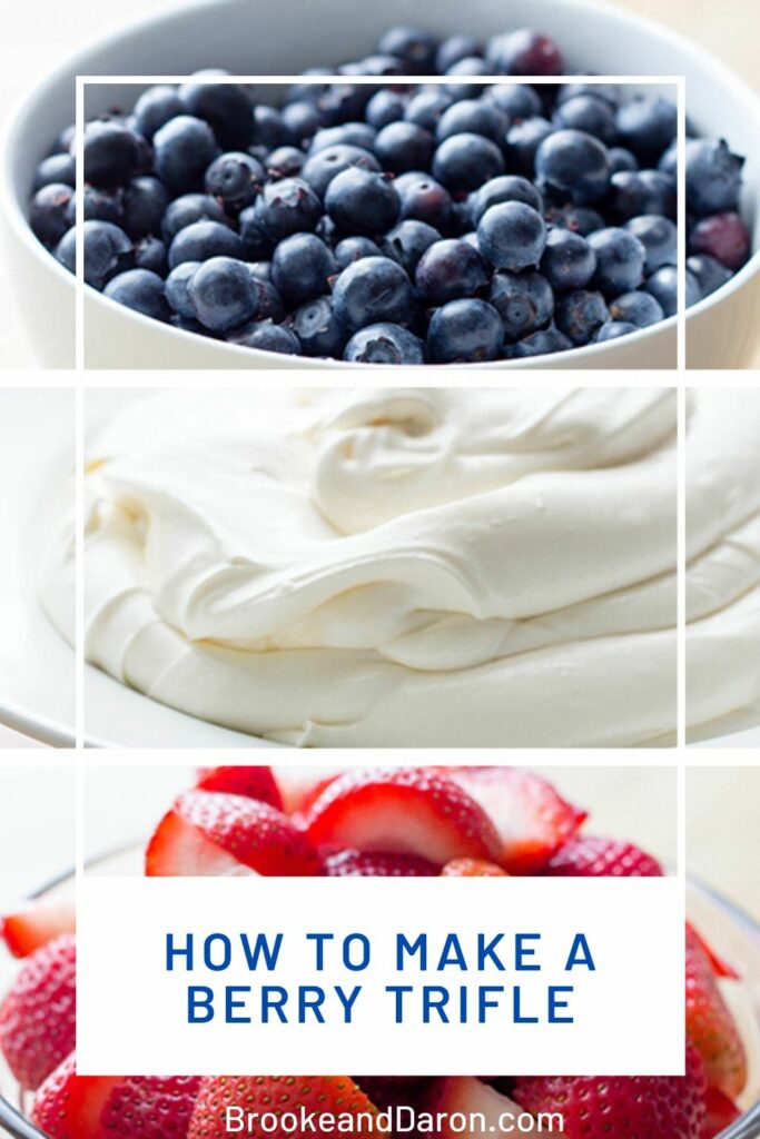 Collage of berry trifle ingredients