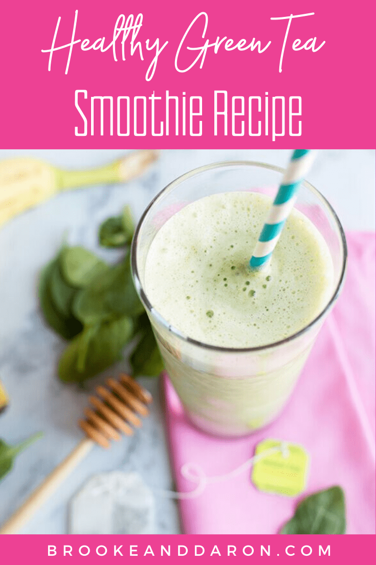 Green tea smoothie in tall glass