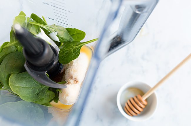 Ingredients in blender for smoothie