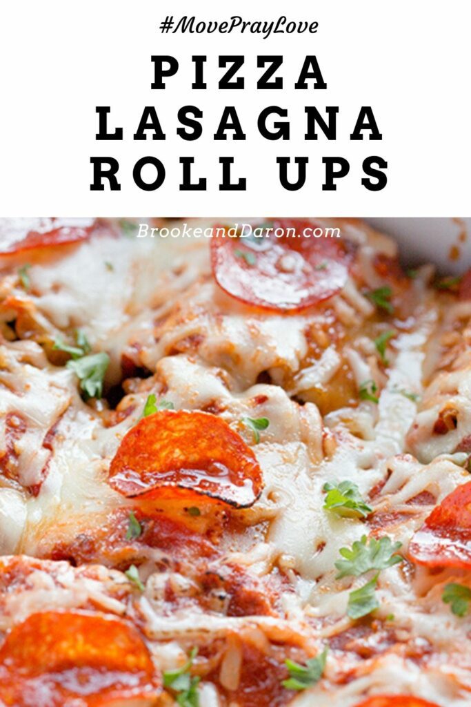 Baked lasagna topped with pepperoni