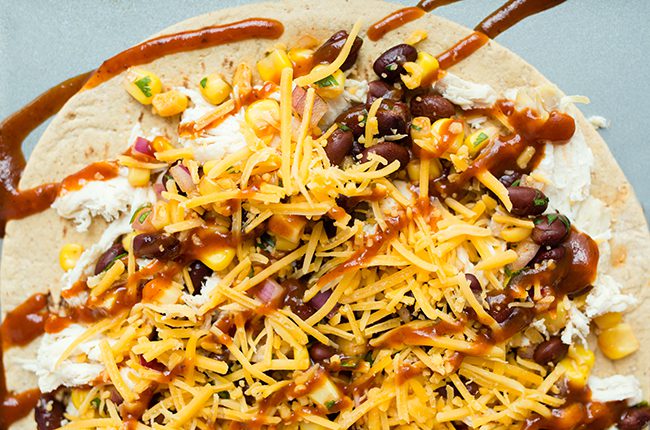 Barbecue Chicken and Black Bean Flatbread