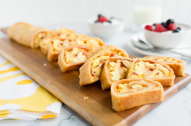 Baked and browned Breakfast Sushi Burrito