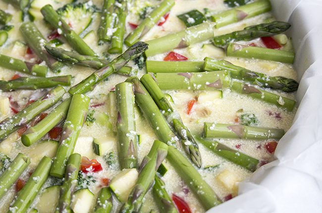 image of chicken red pepper broccoli frittata