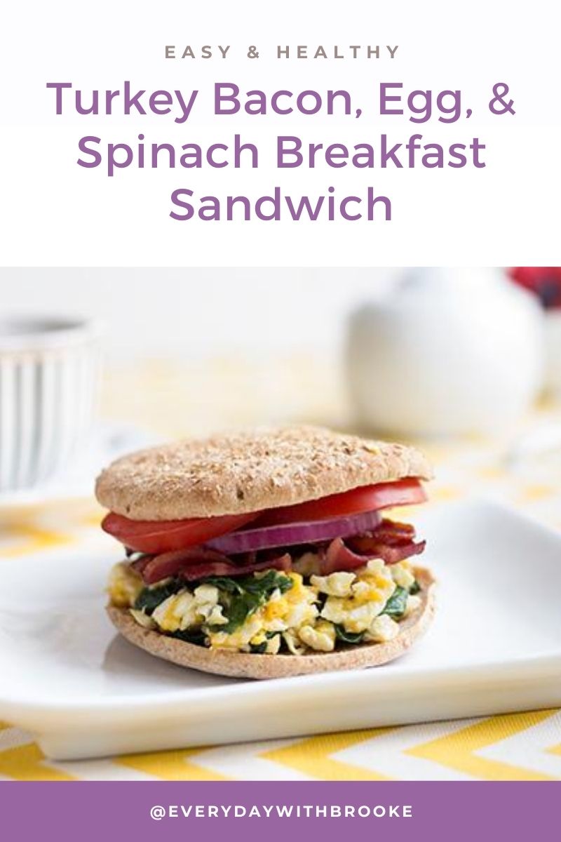 Easy and Healthy Turkey Bacon, Egg, and Spinach Breakfast Sandwich