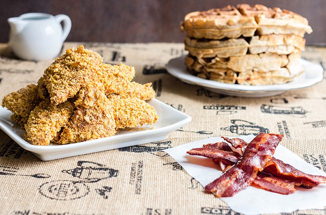 Healthy Oven Baked Chicken and Waffles