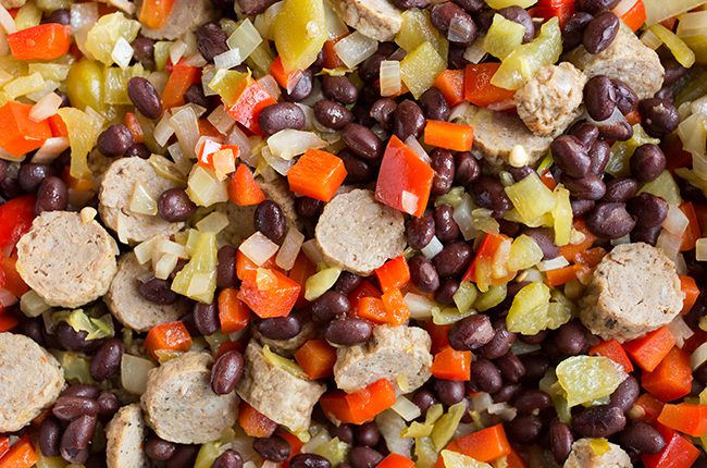 sausage, peppers, and onions