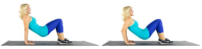 image of Brooke doing a tricep dip on floor