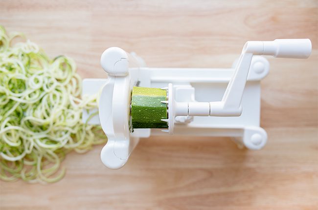 image of spiralizer and zucchini