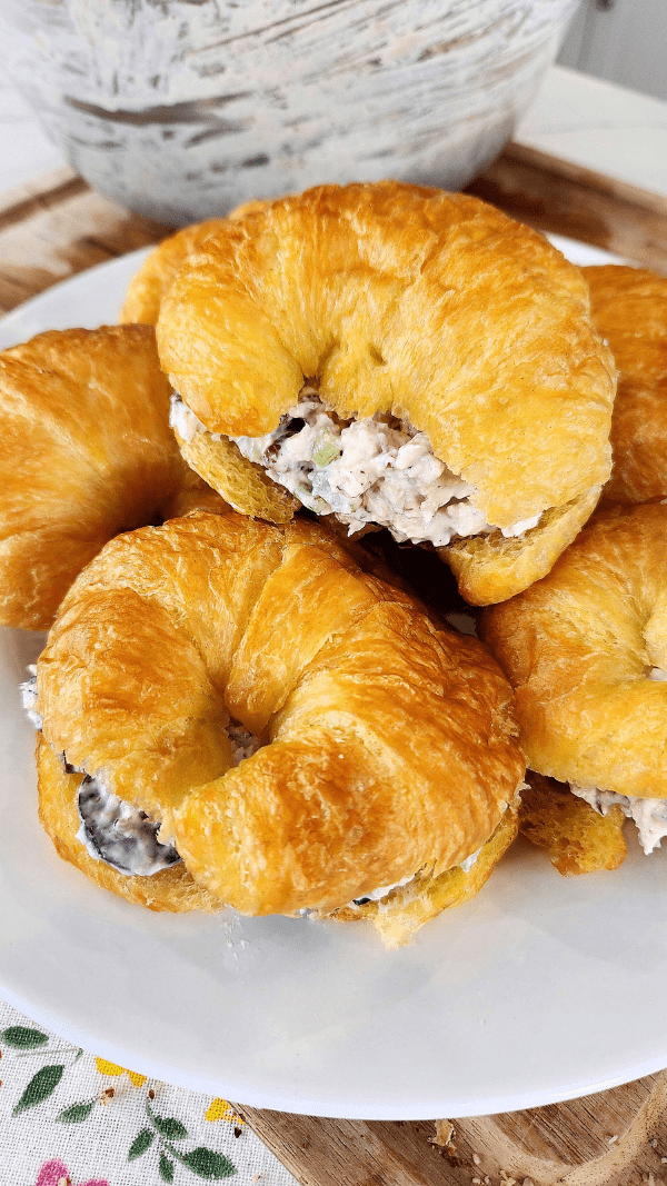 Healthy Chicken Salad with Grapes and Pecans on Croissant