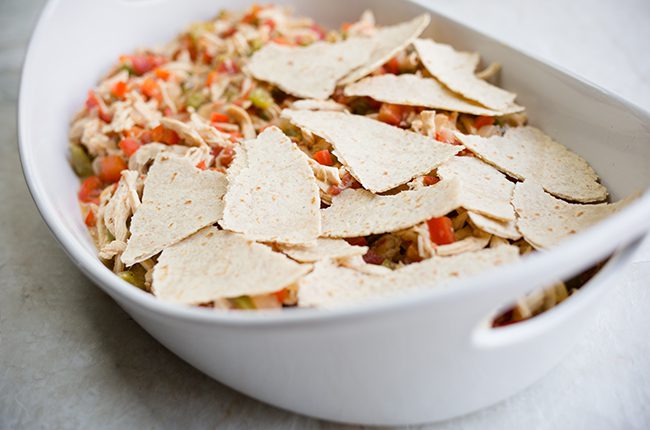 King Ranch Casserole before cheese