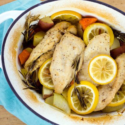 One Pan Lemon Rosemary Chicken and Rice