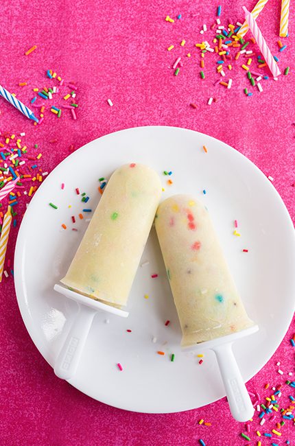 Healthy Birthday Cake Popsicles