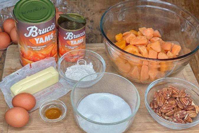 image of ingredients to make sweet potato casserole